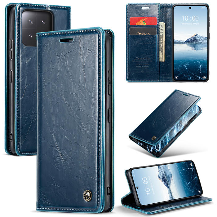 CaseMe Xiaomi 13 Wallet Magnetic Luxury Leather Case Blue - Click Image to Close