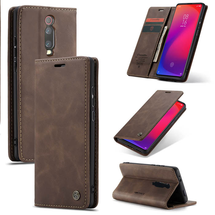 CaseMe Xiaomi Redmi K20 Pro Wallet Magnetic Stand Case Coffee - Click Image to Close