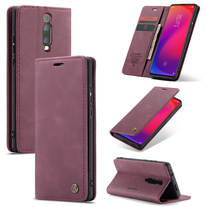 CaseMe Xiaomi Redmi K20 Pro Wallet Magnetic Stand Case Red - Click Image to Close