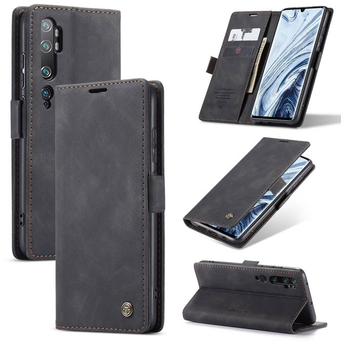 CaseMe Xiaomi Mi Note 10/Note 10 Pro Wallet Kickstand Case Black - Click Image to Close