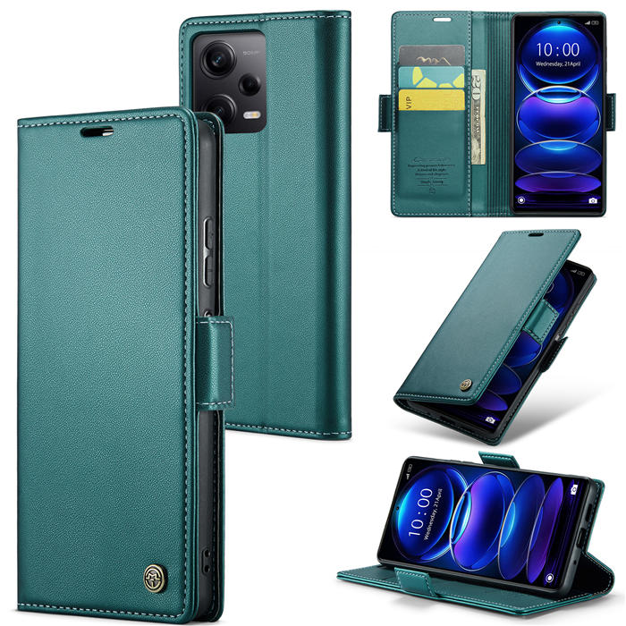 CaseMe Xiaomi POCO X5 Pro 5G Wallet RFID Blocking Magnetic Buckle Case Green
