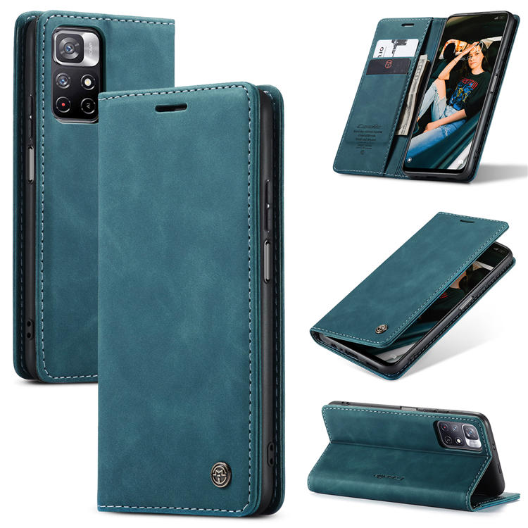 CaseMe Xiaomi Poco M4 Pro 5G Wallet Magnetic Case Blue - Click Image to Close