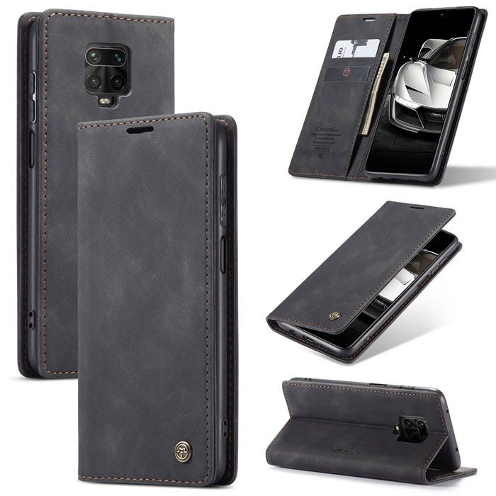 CaseMe Xiaomi Redmi Note 9S Wallet Magnetic Flip Case Black - Click Image to Close