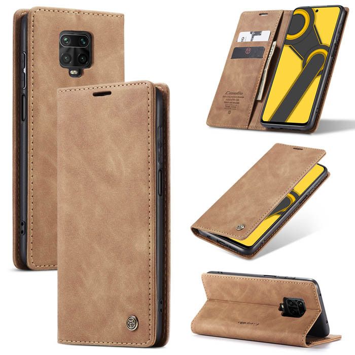 CaseMe Xiaomi Redmi Note 9 Pro Wallet Kickstand Flip Case Brown