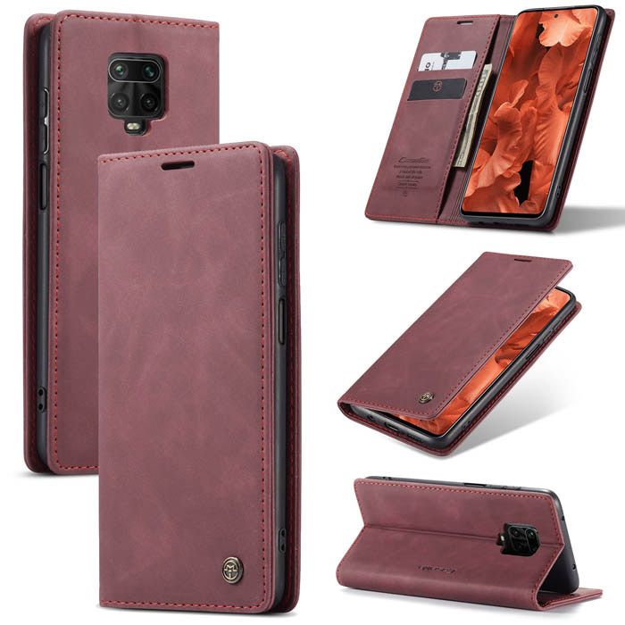 CaseMe Xiaomi Redmi Note 9S Wallet Magnetic Flip Case Red