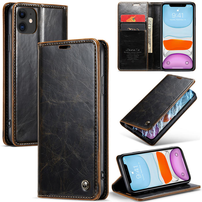 CaseMe iPhone 11 Wallet Kickstand Magnetic Case Coffee - Click Image to Close