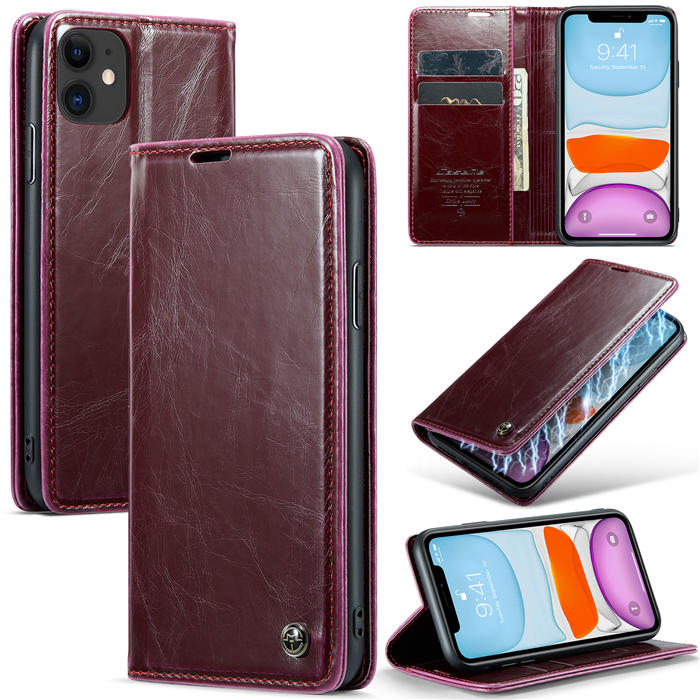CaseMe iPhone 11 Wallet Magnetic Flip Stand Leather Case Red