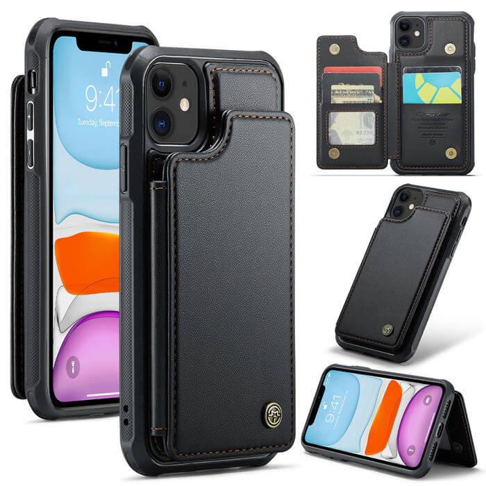 CaseMe iPhone 11 RFID Blocking Card Holder Case Black