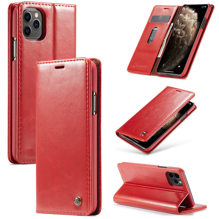 CaseMe iPhone 11 Pro Wallet Magnetic Flip Stand Leather Case Red