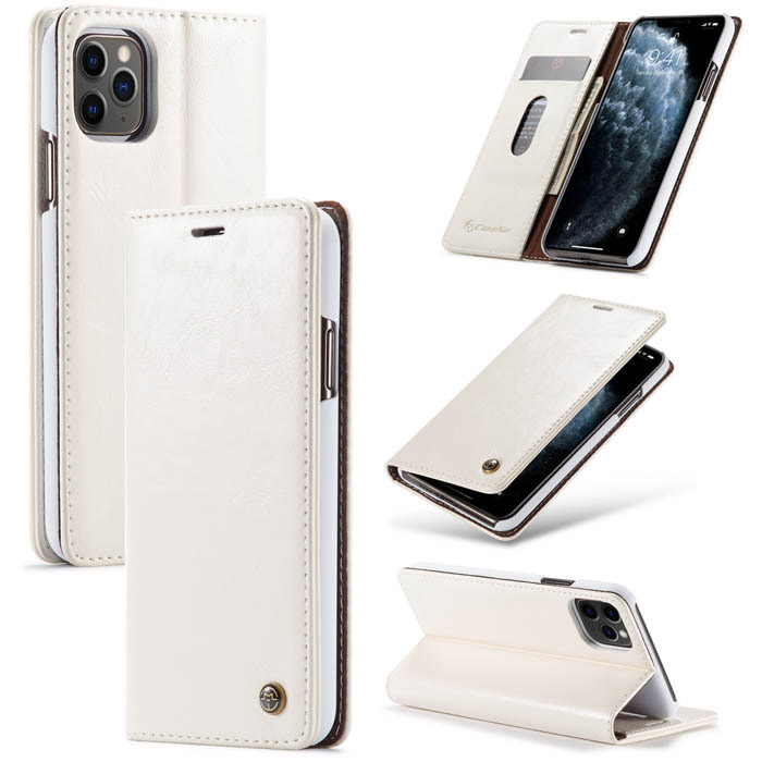 CaseMe iPhone 11 Pro Wallet Magnetic Flip Stand Leather Case White