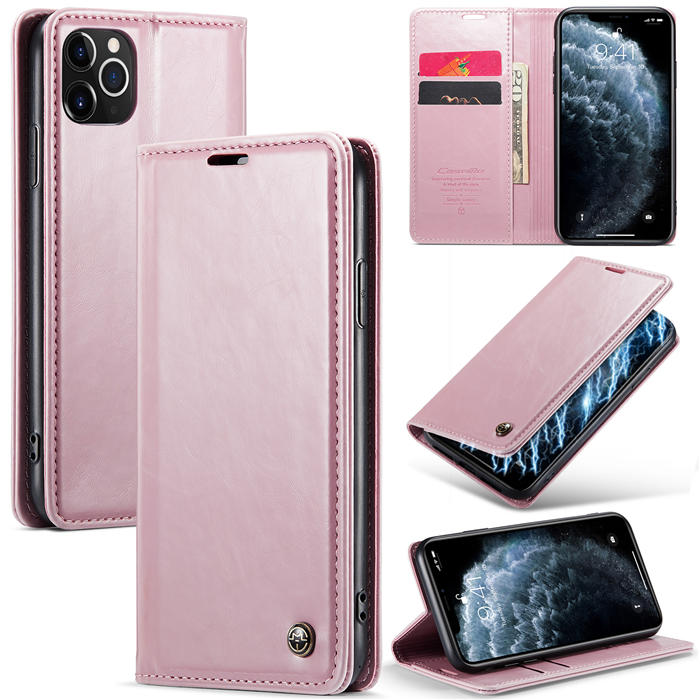 CaseMe iPhone 11 Pro Max Wallet Kickstand Magnetic Case Pink - Click Image to Close