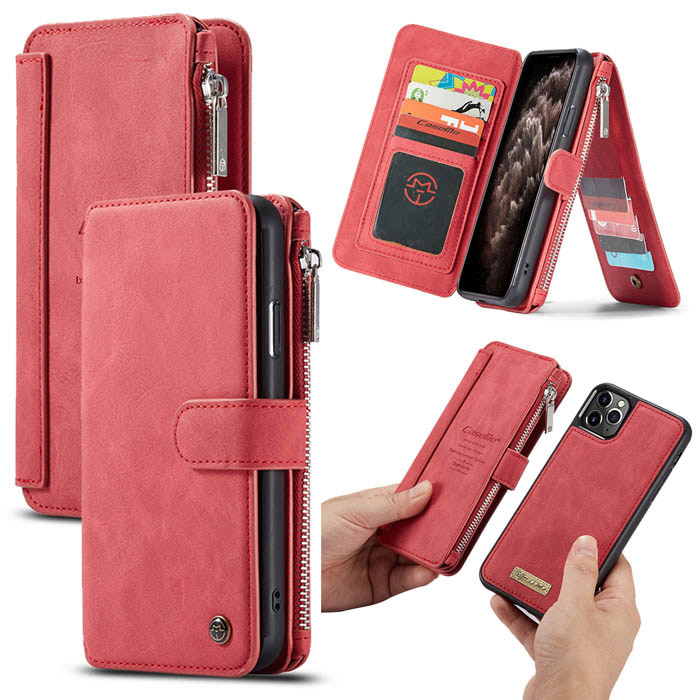 CaseMe iPhone 11 Pro Max Wallet Detachable 2 in 1 Case Red