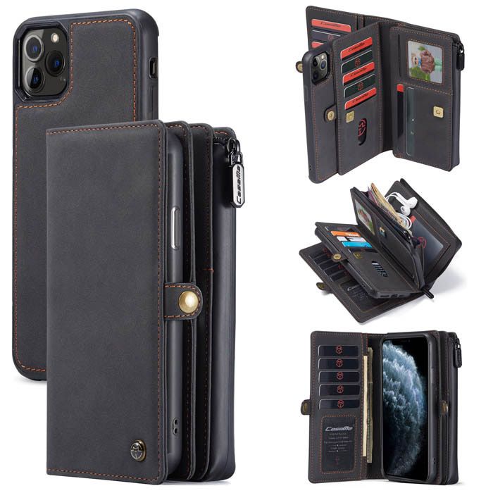 CaseMe iPhone 11 Pro Max Luxury Multi-Functional Wallet Case Black