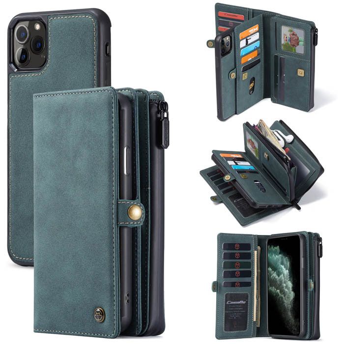 CaseMe iPhone 11 Pro Max Luxury Multi-Functional Wallet Case Blue