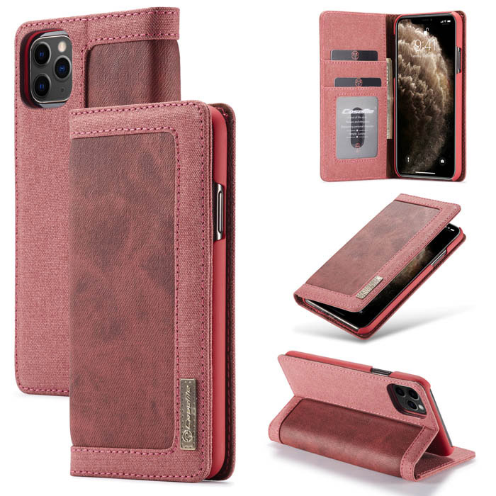 CaseMe iPhone 11 Pro Canvas Wallet Magnetic Stand Case Red