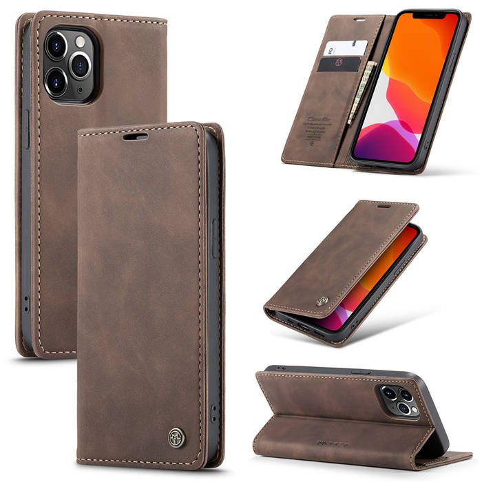 CaseMe iPhone 12 Pro Max Wallet Kickstand Magnetic Flip Case Coffee - Click Image to Close