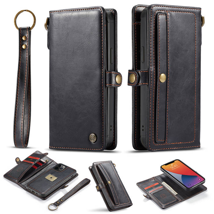 CaseMe iPhone 12/12 Pro Wallet Magnetic Detachable Case Black