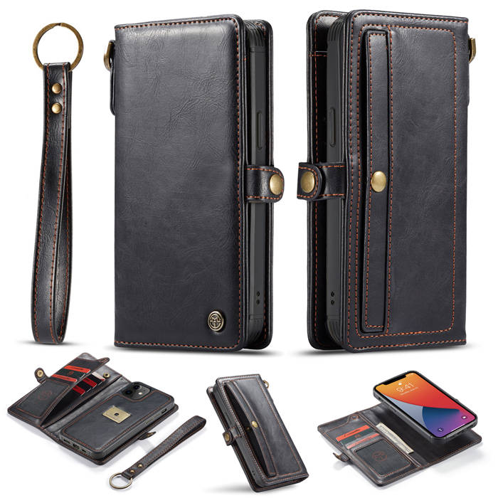 CaseMe iPhone 12 Mini Wallet Magnetic Detachable Case Black