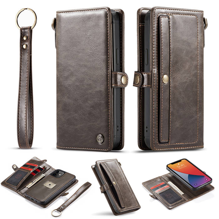 CaseMe iPhone 12 Mini Wallet Magnetic Detachable Case Coffee
