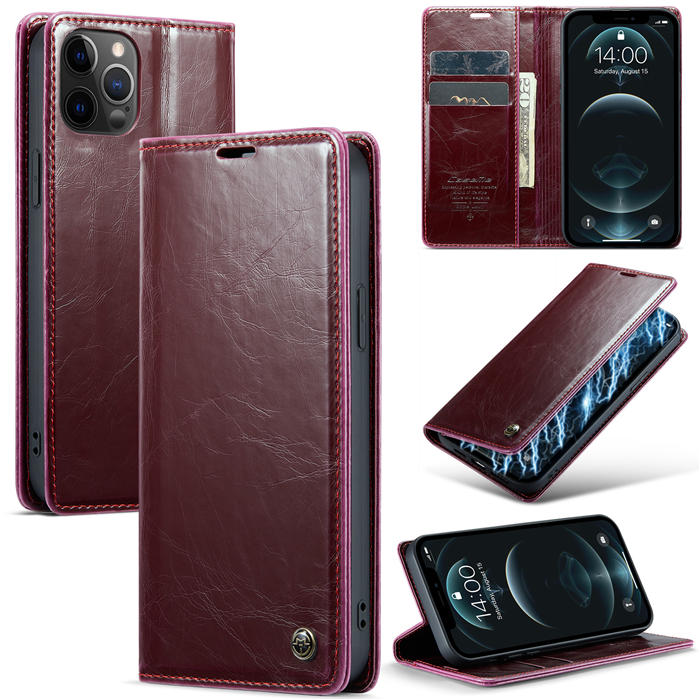 CaseMe iPhone 12 Pro Max Wallet Kickstand Magnetic Case Red - Click Image to Close