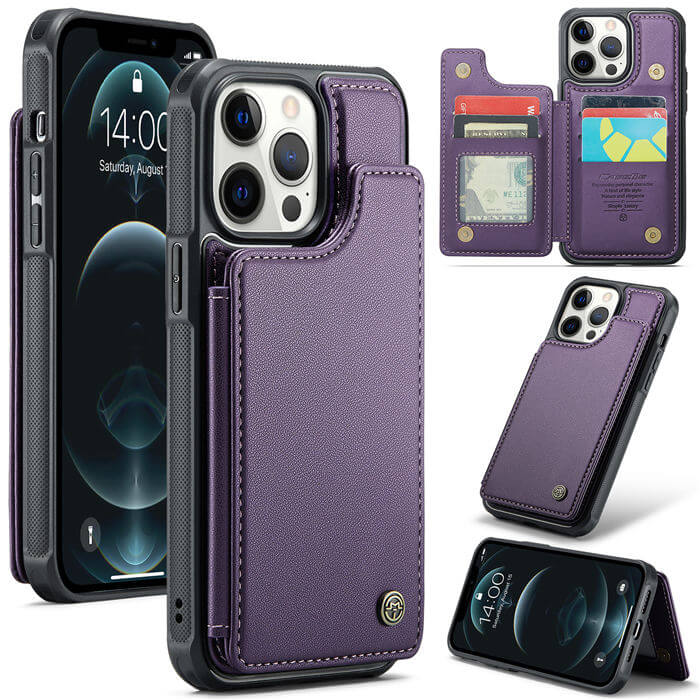 CaseMe iPhone 12 Pro Max RFID Blocking Card Holder Case Purple