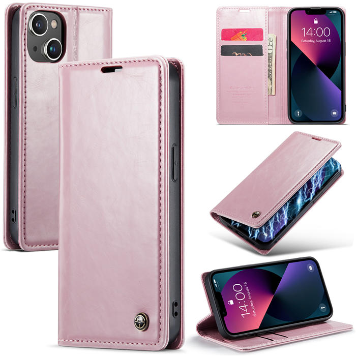 CaseMe iPhone 13 Wallet Kickstand Magnetic Flip Case Pink - Click Image to Close