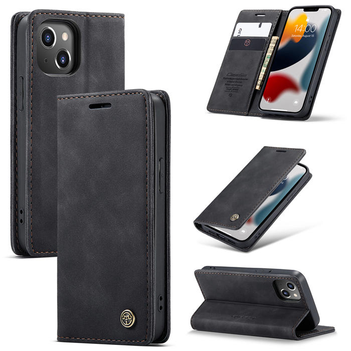 CaseMe iPhone 13 Mini Wallet Kickstand Magnetic Flip Case Black - Click Image to Close