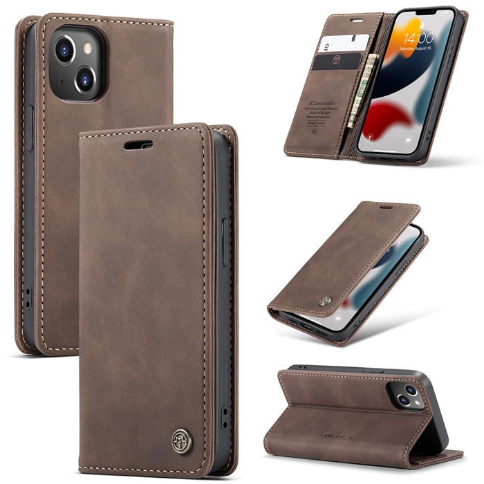 CaseMe iPhone 13 Mini Wallet Kickstand Magnetic Flip Case Coffee - Click Image to Close