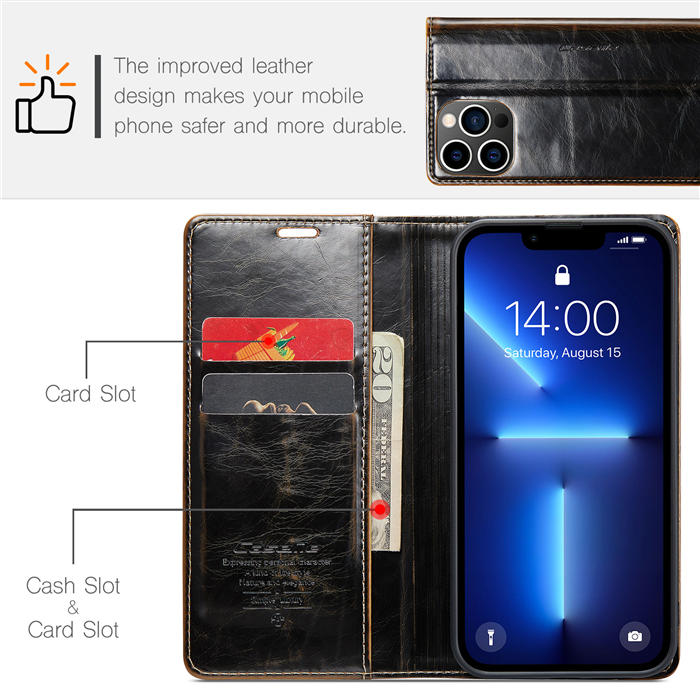 CaseMe iPhone 13 Pro Wallet Kickstand Magnetic Flip Case