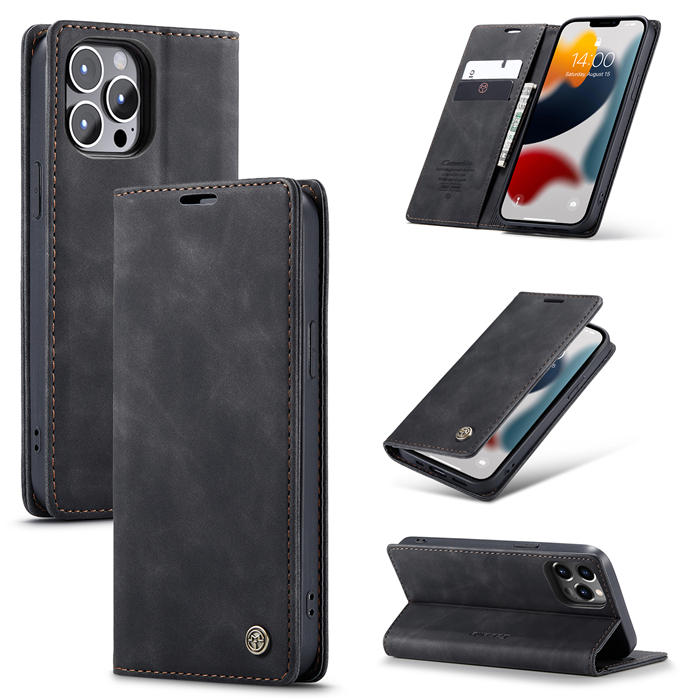 CaseMe iPhone 13 Pro Max Wallet Kickstand Case Black - Click Image to Close