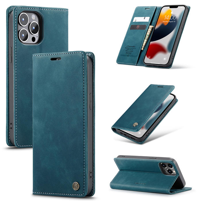 CaseMe iPhone 13 Pro Wallet Kickstand Magnetic Flip Case Blue
