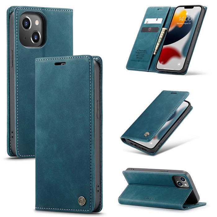 CaseMe iPhone 13 Wallet Kickstand Magnetic Flip Case Blue - Click Image to Close
