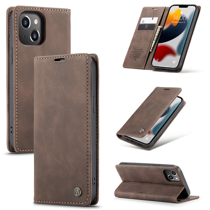 CaseMe iPhone 13 Wallet Kickstand Magnetic Flip Case Coffee - Click Image to Close