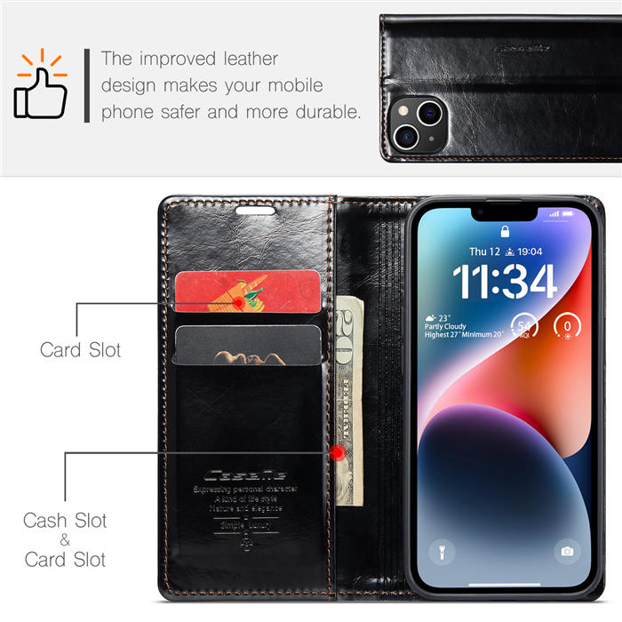 CaseMe iPhone 14 Wallet Kickstand Magnetic Flip Case