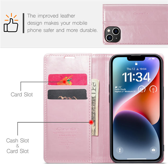 CaseMe iPhone 14 Wallet Kickstand Magnetic Flip Case