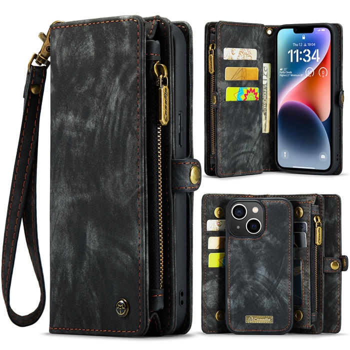 CaseMe iPhone 13 Zipper Wallet Magnetic Detachable 2 in 1 Case