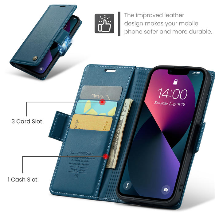 CaseMe iPhone 14 Plus Wallet RFID Blocking Magnetic Buckle Case