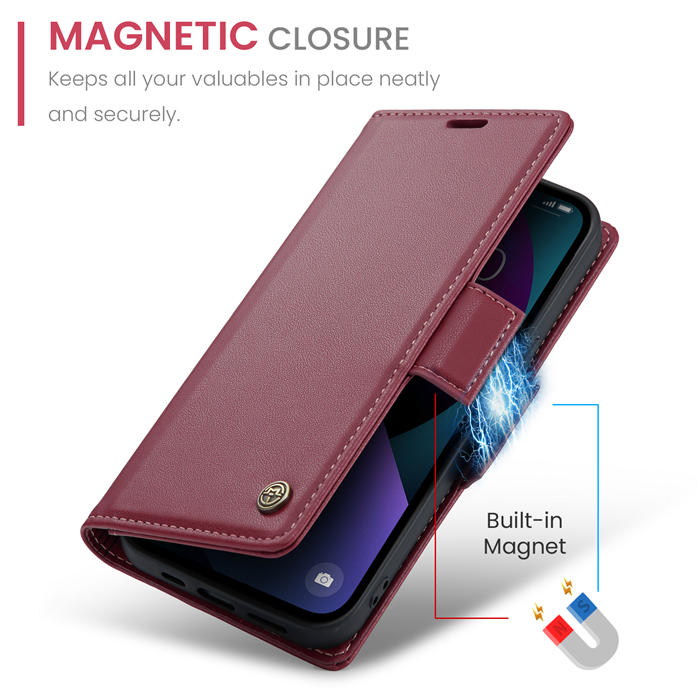 CaseMe iPhone 14 Wallet RFID Blocking Magnetic Buckle Case