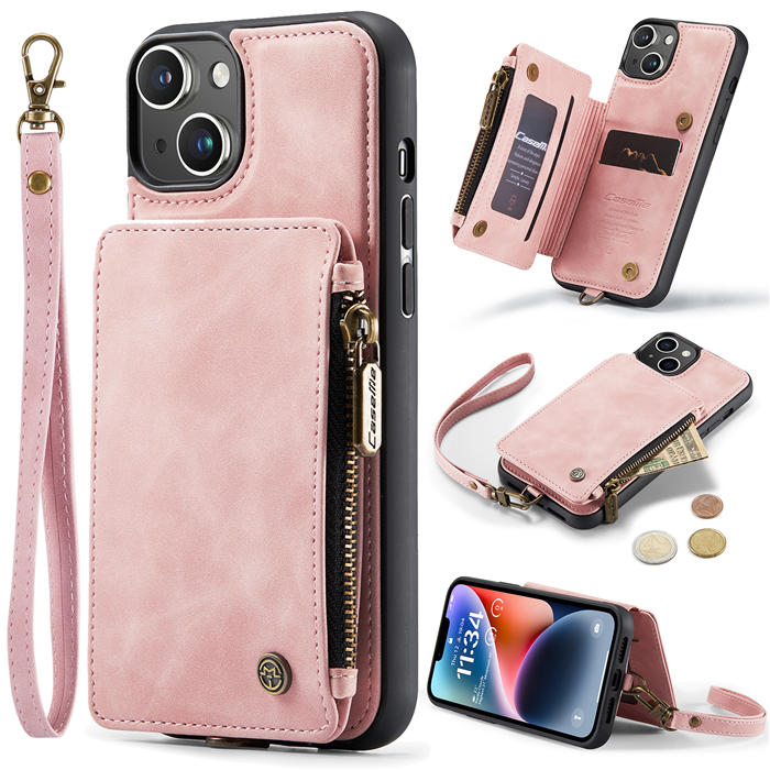 CaseMe iPhone 14 Wallet RFID Blocking Case Pink