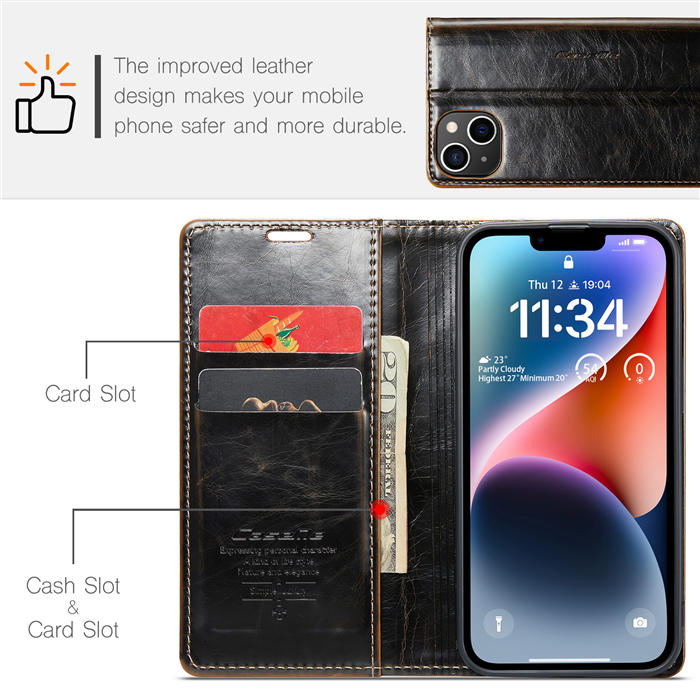CaseMe iPhone 14 Plus Wallet Kickstand Magnetic Flip Case