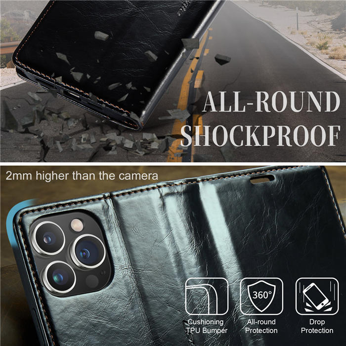 CaseMe iPhone 14 Pro Wallet Kickstand Magnetic Flip Case