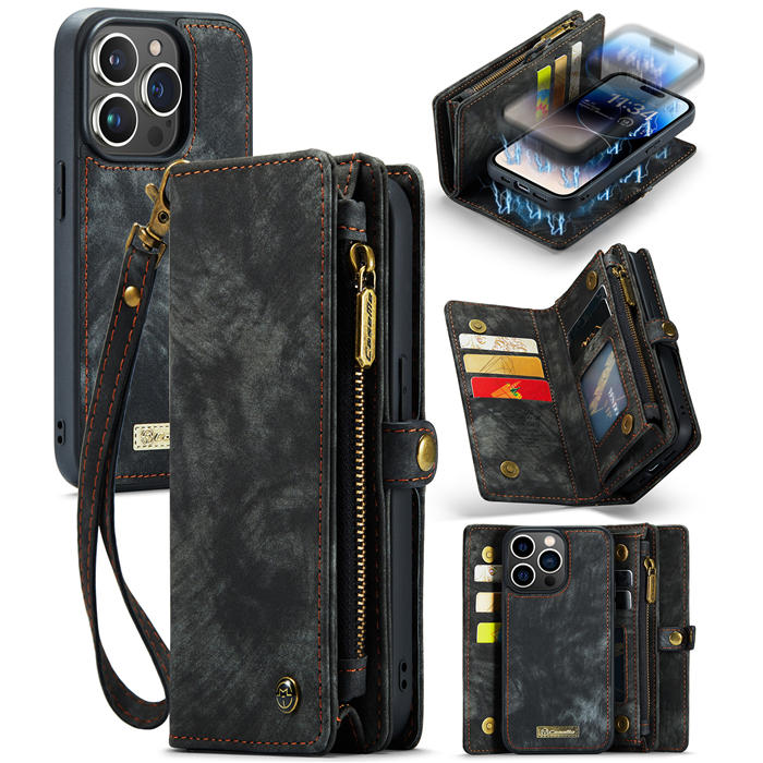 CaseMe iPhone 14 Pro Multi-slot Wallet Magnetic Case Black