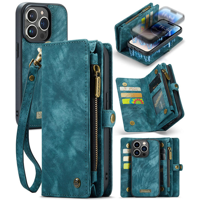 CaseMe iPhone 14 Pro Multi-slot Wallet Magnetic Case Blue