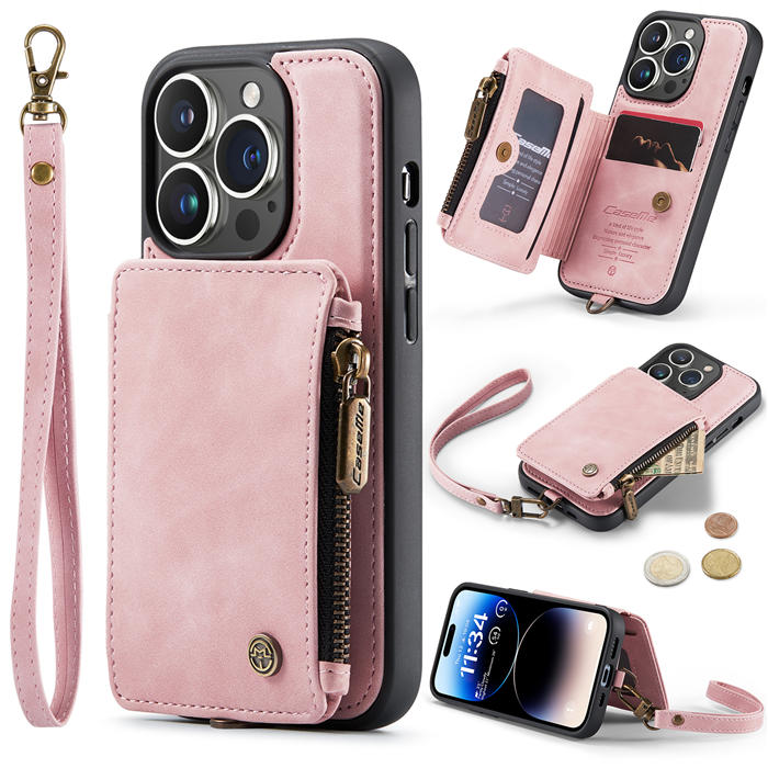 CaseMe iPhone 14 Pro Wallet RFID Blocking Case Pink