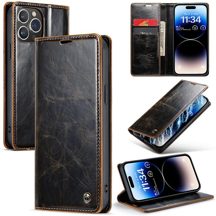 CaseMe iPhone 14 Pro Max Wallet Magnetic Stand Case Coffee