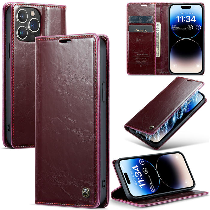 CaseMe Wallet Kickstand Magnetic Phone Case Red - Click Image to Close