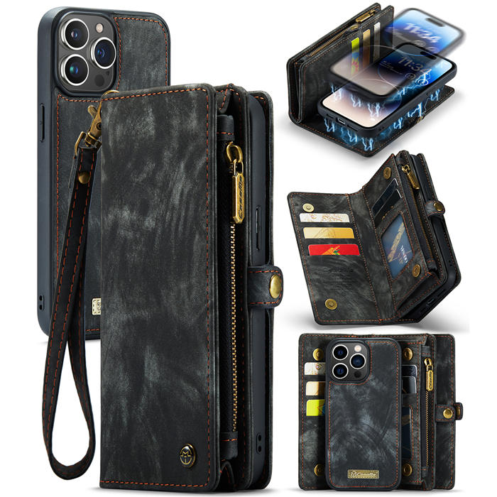 CaseMe iPhone 14 Pro Max Multi-slot Wallet Magnetic Case Black - Click Image to Close