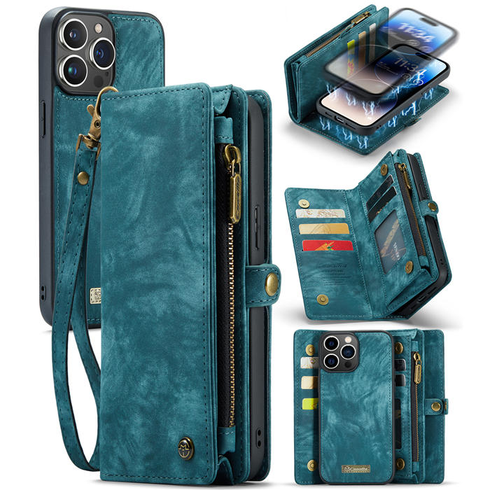CaseMe iPhone 14 Pro Max Multi-slot Wallet Magnetic Case Blue