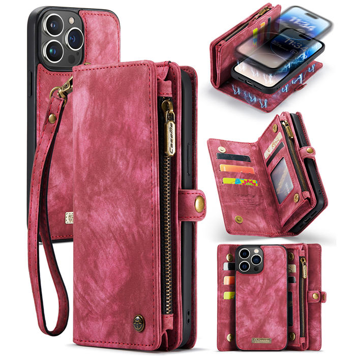CaseMe iPhone 14 Pro Max Multi-slot Wallet Magnetic Case Red
