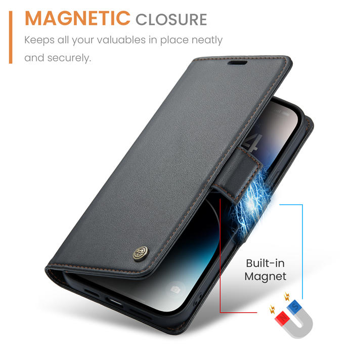 CaseMe iPhone 14 Pro Wallet RFID Blocking Magnetic Buckle Case